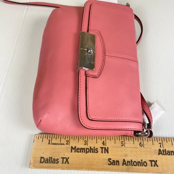 Coach Kristin Leather Flap Crossbody SV/Rose Pink F48986 Silver hardware - Picture 5 of 10